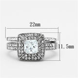 High polished (no plating) Stainless Steel Ring with AAA Grade CZ  in Clear
