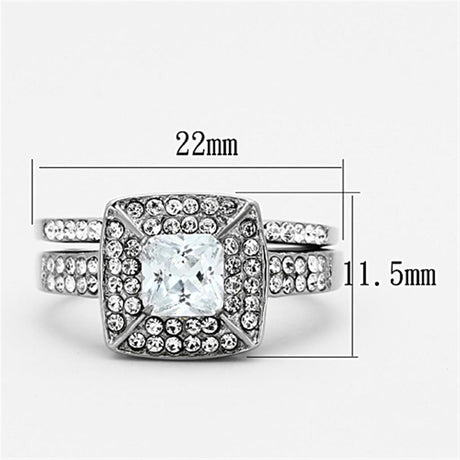 High polished (no plating) Stainless Steel Ring with AAA Grade CZ  in Clear
