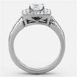 High polished (no plating) Stainless Steel Ring with AAA Grade CZ  in Clear