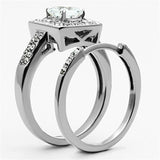High polished (no plating) Stainless Steel Ring with AAA Grade CZ  in Clear