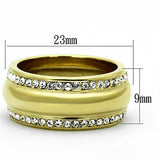IP Gold(Ion Plating) Stainless Steel Ring with Top Grade Crystal  in Clear