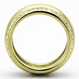 IP Gold(Ion Plating) Stainless Steel Ring with Top Grade Crystal  in Clear