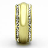 IP Gold(Ion Plating) Stainless Steel Ring with Top Grade Crystal  in Clear