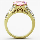 IP Gold(Ion Plating) Stainless Steel Ring with AAA Grade CZ  in Rose