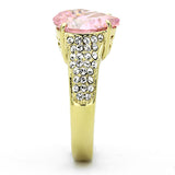 IP Gold(Ion Plating) Stainless Steel Ring with AAA Grade CZ  in Rose