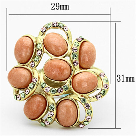 IP Gold(Ion Plating) Stainless Steel Ring with Synthetic Coral in Orange