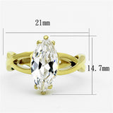 IP Gold(Ion Plating) Stainless Steel Ring with AAA Grade CZ  in Clear