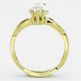 IP Gold(Ion Plating) Stainless Steel Ring with AAA Grade CZ  in Clear