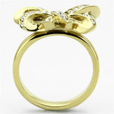 IP Gold(Ion Plating) Stainless Steel Ring with Top Grade Crystal  in Clear