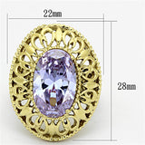 IP Gold(Ion Plating) Stainless Steel Ring with AAA Grade CZ  in Light Amethyst