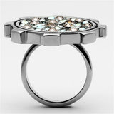 High polished (no plating) Stainless Steel Ring with Top Grade Crystal  in Multi Color