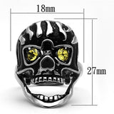 High polished (no plating) Stainless Steel Ring with Top Grade Crystal  in Topaz