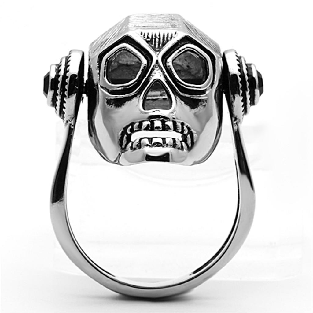High polished (no plating) Stainless Steel Ring with Top Grade Crystal  in Jet