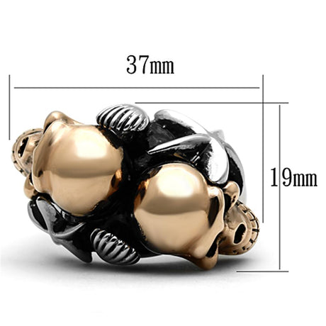 Two-Tone IP Rose Gold Stainless Steel Ring with Epoxy  in Jet