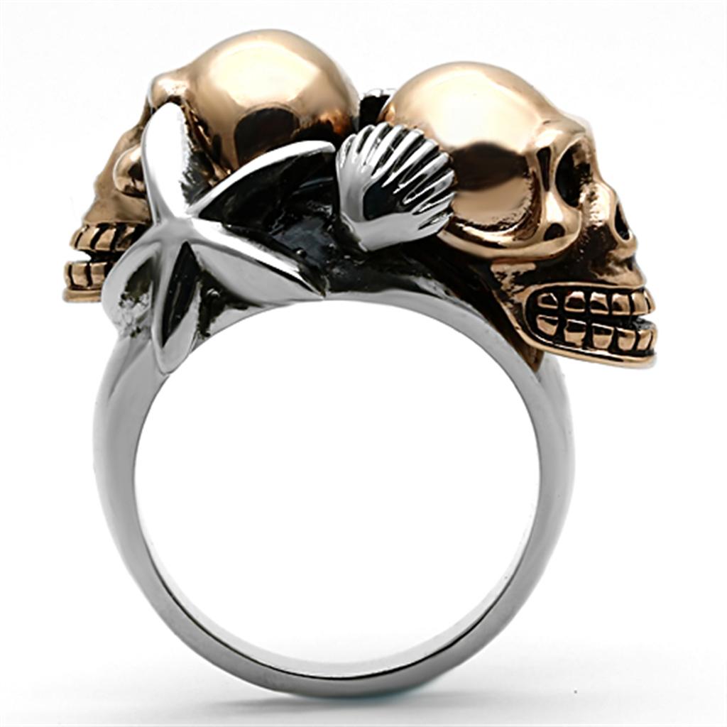 Two-Tone IP Rose Gold Stainless Steel Ring with Epoxy  in Jet