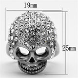 High polished (no plating) Stainless Steel Ring with Top Grade Crystal  in Clear