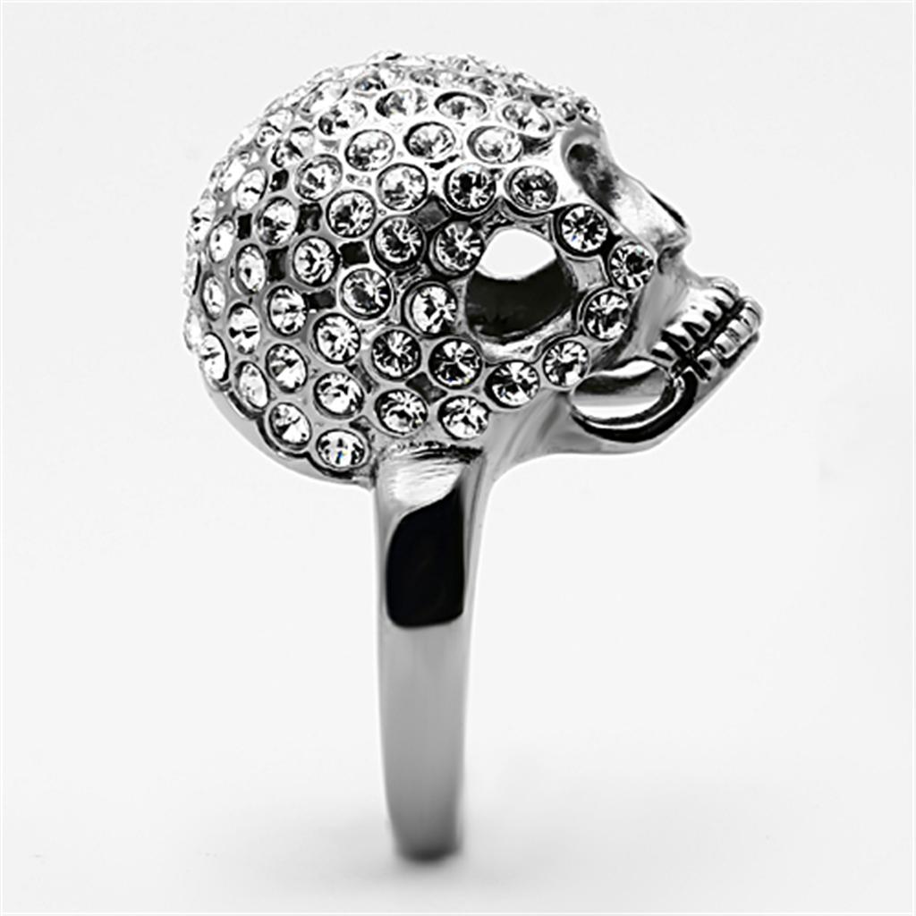 High polished (no plating) Stainless Steel Ring with Top Grade Crystal  in Clear