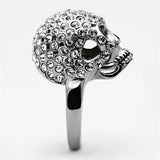 High polished (no plating) Stainless Steel Ring with Top Grade Crystal  in Clear