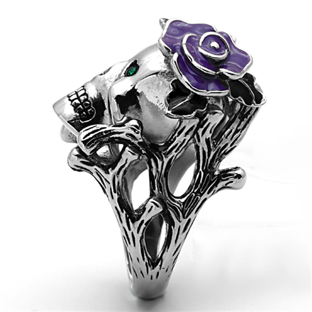 High polished (no plating) Stainless Steel Ring with Top Grade Crystal  in Emerald