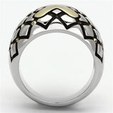 Two-Tone IP Gold (Ion Plating) Stainless Steel Ring with Top Grade Crystal  in Citrine Yellow