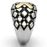 Two-Tone IP Gold (Ion Plating) Stainless Steel Ring with Top Grade Crystal  in Citrine Yellow