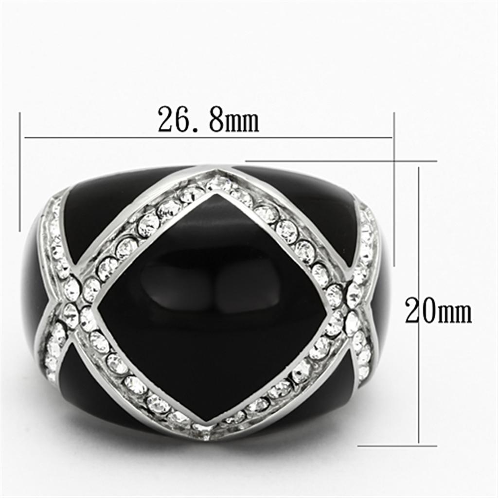 High polished (no plating) Stainless Steel Ring with Top Grade Crystal  in Clear