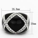 High polished (no plating) Stainless Steel Ring with Top Grade Crystal  in Clear