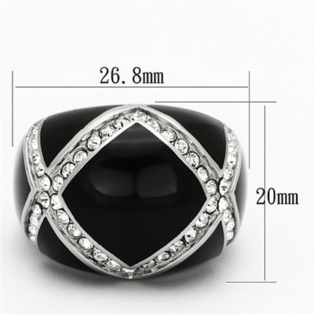 High polished (no plating) Stainless Steel Ring with Top Grade Crystal  in Clear