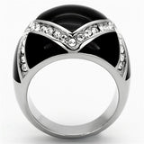 High polished (no plating) Stainless Steel Ring with Top Grade Crystal  in Clear
