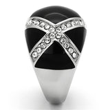 High polished (no plating) Stainless Steel Ring with Top Grade Crystal  in Clear