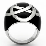 High polished (no plating) Stainless Steel Ring with Epoxy  in Jet