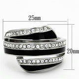 High polished (no plating) Stainless Steel Ring with Top Grade Crystal  in Clear