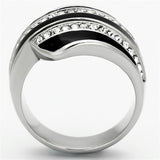 High polished (no plating) Stainless Steel Ring with Top Grade Crystal  in Clear