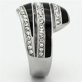 High polished (no plating) Stainless Steel Ring with Top Grade Crystal  in Clear