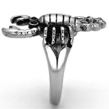 High polished (no plating) Stainless Steel Ring with Top Grade Crystal  in Jet