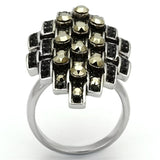High polished (no plating) Stainless Steel Ring with Top Grade Crystal  in Jet