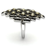 High polished (no plating) Stainless Steel Ring with Top Grade Crystal  in Jet
