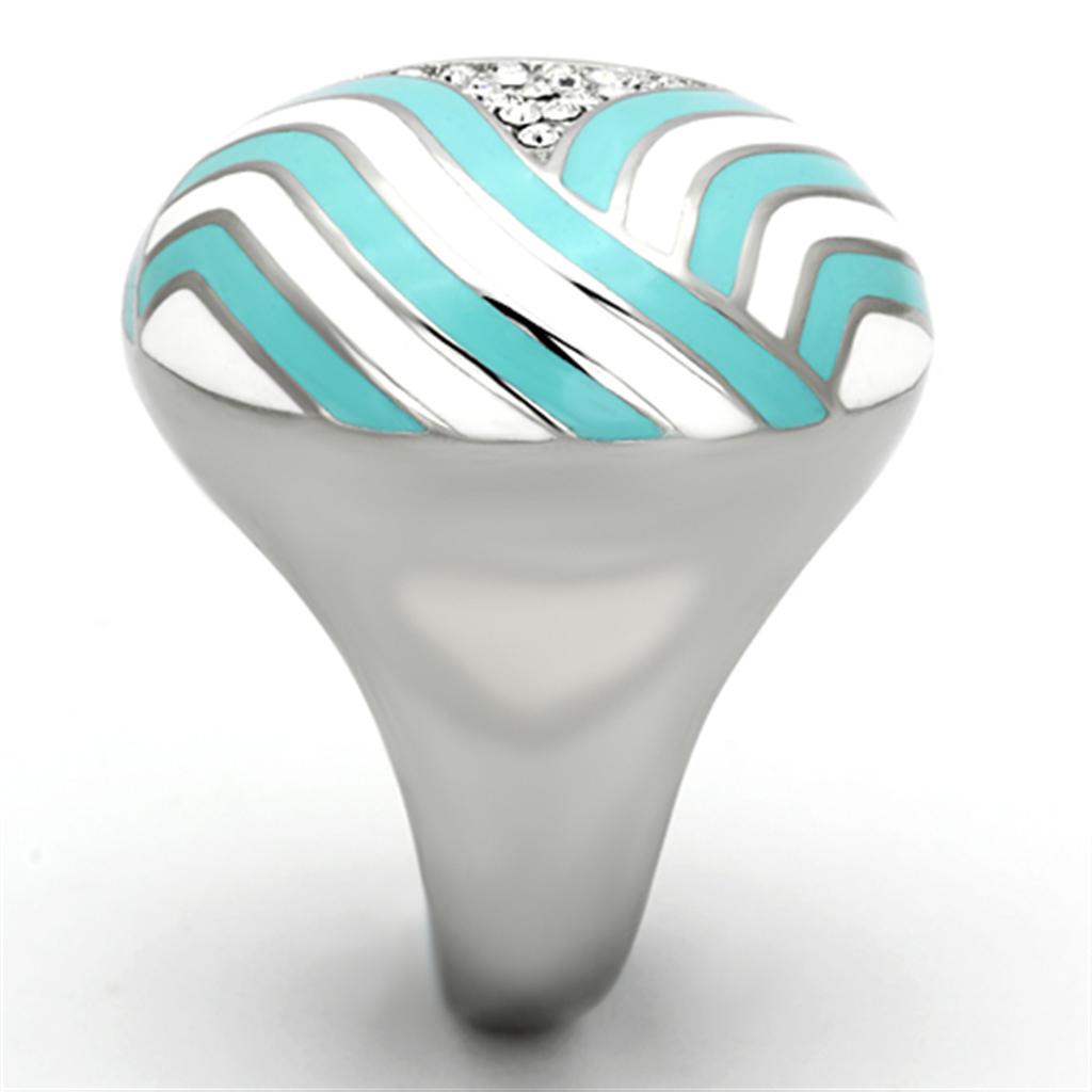 High polished (no plating) Stainless Steel Ring with Top Grade Crystal  in Clear