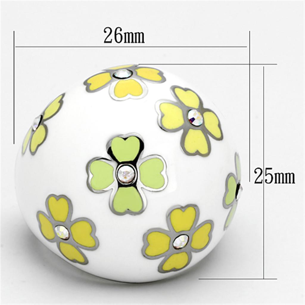 High polished (no plating) Stainless Steel Ring with Top Grade Crystal  in Aurora Borealis (Rainbow Effect)