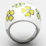 High polished (no plating) Stainless Steel Ring with Top Grade Crystal  in Aurora Borealis (Rainbow Effect)