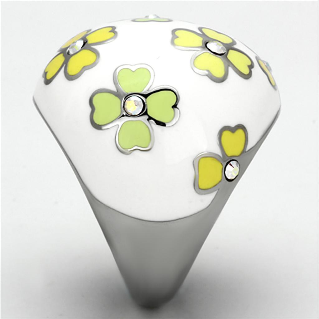 High polished (no plating) Stainless Steel Ring with Top Grade Crystal  in Aurora Borealis (Rainbow Effect)