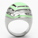 High polished (no plating) Stainless Steel Ring with Epoxy  in Emerald