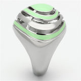 High polished (no plating) Stainless Steel Ring with Epoxy  in Emerald