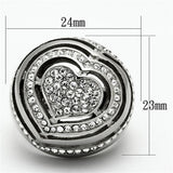 High polished (no plating) Stainless Steel Ring with Top Grade Crystal  in Clear