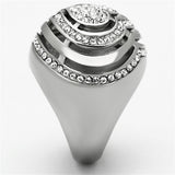 High polished (no plating) Stainless Steel Ring with Top Grade Crystal  in Clear