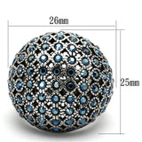 High polished (no plating) Stainless Steel Ring with Top Grade Crystal  in Aquamarine AB