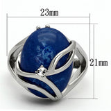 High polished (no plating) Stainless Steel Ring with Synthetic Synthetic Stone in Capri Blue