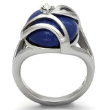 High polished (no plating) Stainless Steel Ring with Synthetic Synthetic Stone in Capri Blue