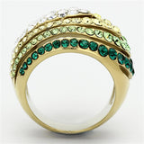 IP Gold(Ion Plating) Stainless Steel Ring with Top Grade Crystal  in Multi Color