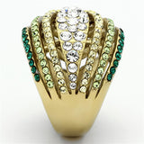 IP Gold(Ion Plating) Stainless Steel Ring with Top Grade Crystal  in Multi Color